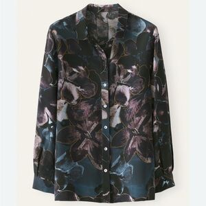 POETRY Anthropologie size 18 women’s Floral Button-Up Blouse 100% silk